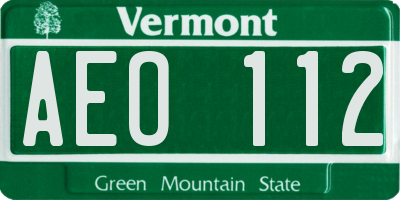 VT license plate AEO112