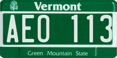 VT license plate AEO113