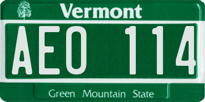 VT license plate AEO114