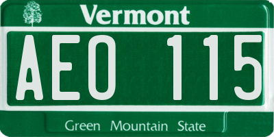 VT license plate AEO115