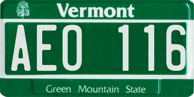 VT license plate AEO116