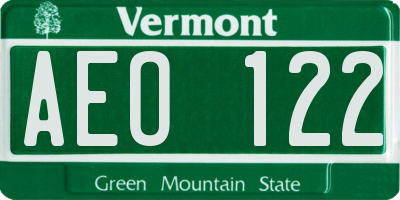 VT license plate AEO122