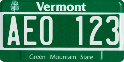 VT license plate AEO123