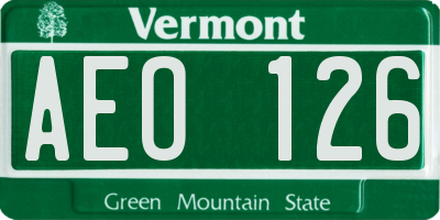 VT license plate AEO126