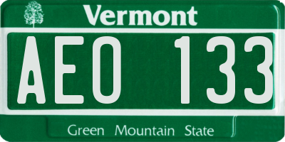 VT license plate AEO133