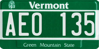 VT license plate AEO135