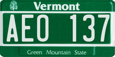 VT license plate AEO137