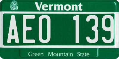 VT license plate AEO139