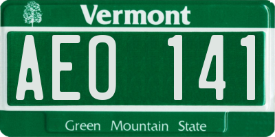 VT license plate AEO141