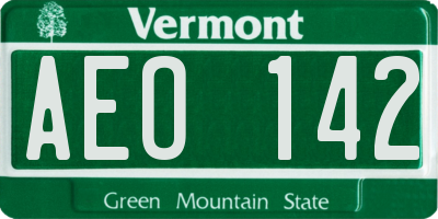 VT license plate AEO142