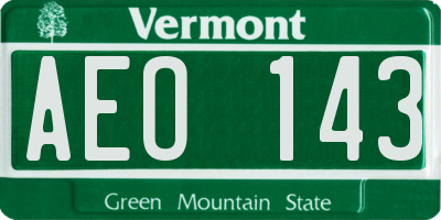 VT license plate AEO143