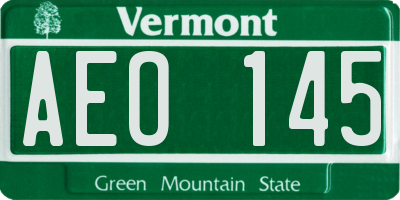 VT license plate AEO145
