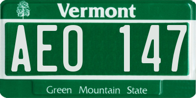 VT license plate AEO147