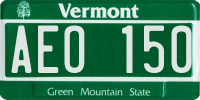 VT license plate AEO150