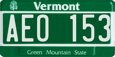 VT license plate AEO153
