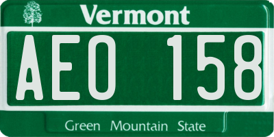 VT license plate AEO158