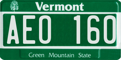 VT license plate AEO160