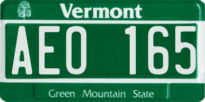 VT license plate AEO165