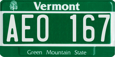 VT license plate AEO167