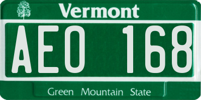 VT license plate AEO168