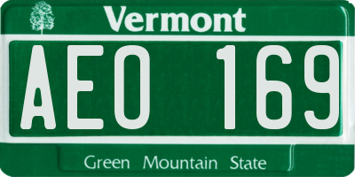 VT license plate AEO169
