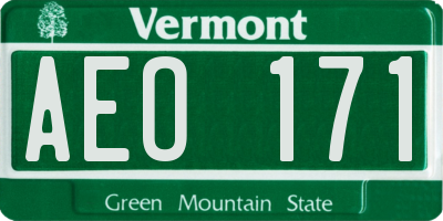 VT license plate AEO171