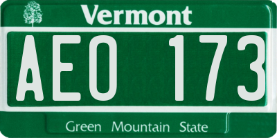 VT license plate AEO173