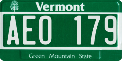 VT license plate AEO179