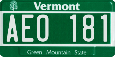 VT license plate AEO181
