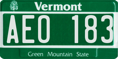 VT license plate AEO183
