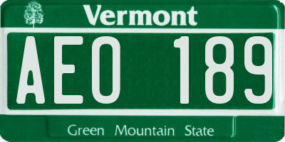 VT license plate AEO189