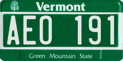 VT license plate AEO191
