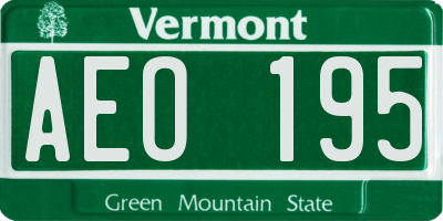 VT license plate AEO195