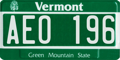 VT license plate AEO196