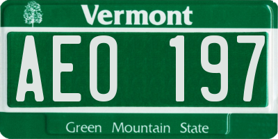 VT license plate AEO197