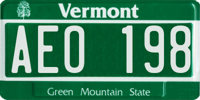 VT license plate AEO198