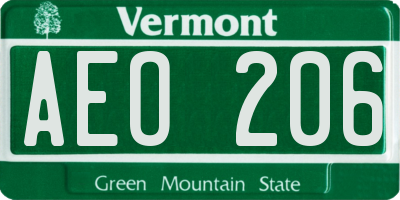 VT license plate AEO206