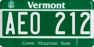 VT license plate AEO212