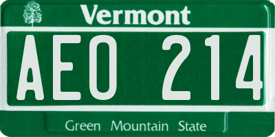 VT license plate AEO214