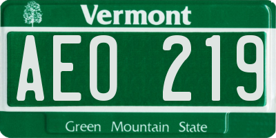 VT license plate AEO219