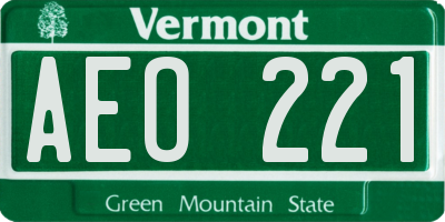 VT license plate AEO221