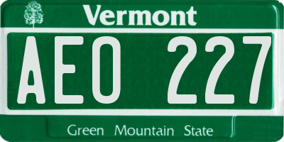 VT license plate AEO227