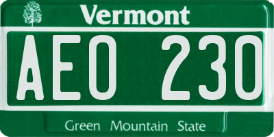 VT license plate AEO230