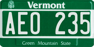 VT license plate AEO235