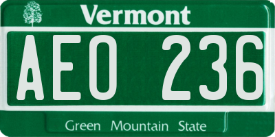 VT license plate AEO236