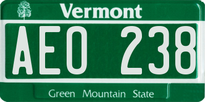 VT license plate AEO238