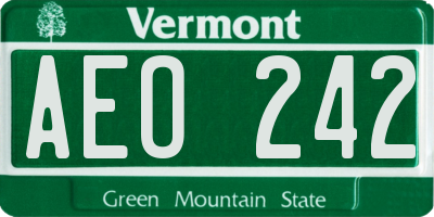 VT license plate AEO242