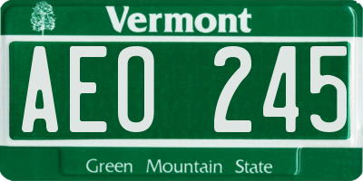 VT license plate AEO245