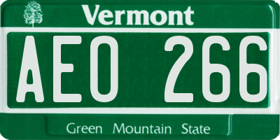 VT license plate AEO266