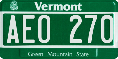 VT license plate AEO270
